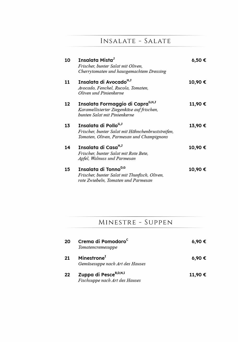 Bellissima Ristorante Berlin - Friedrichshain Speisekarte 3