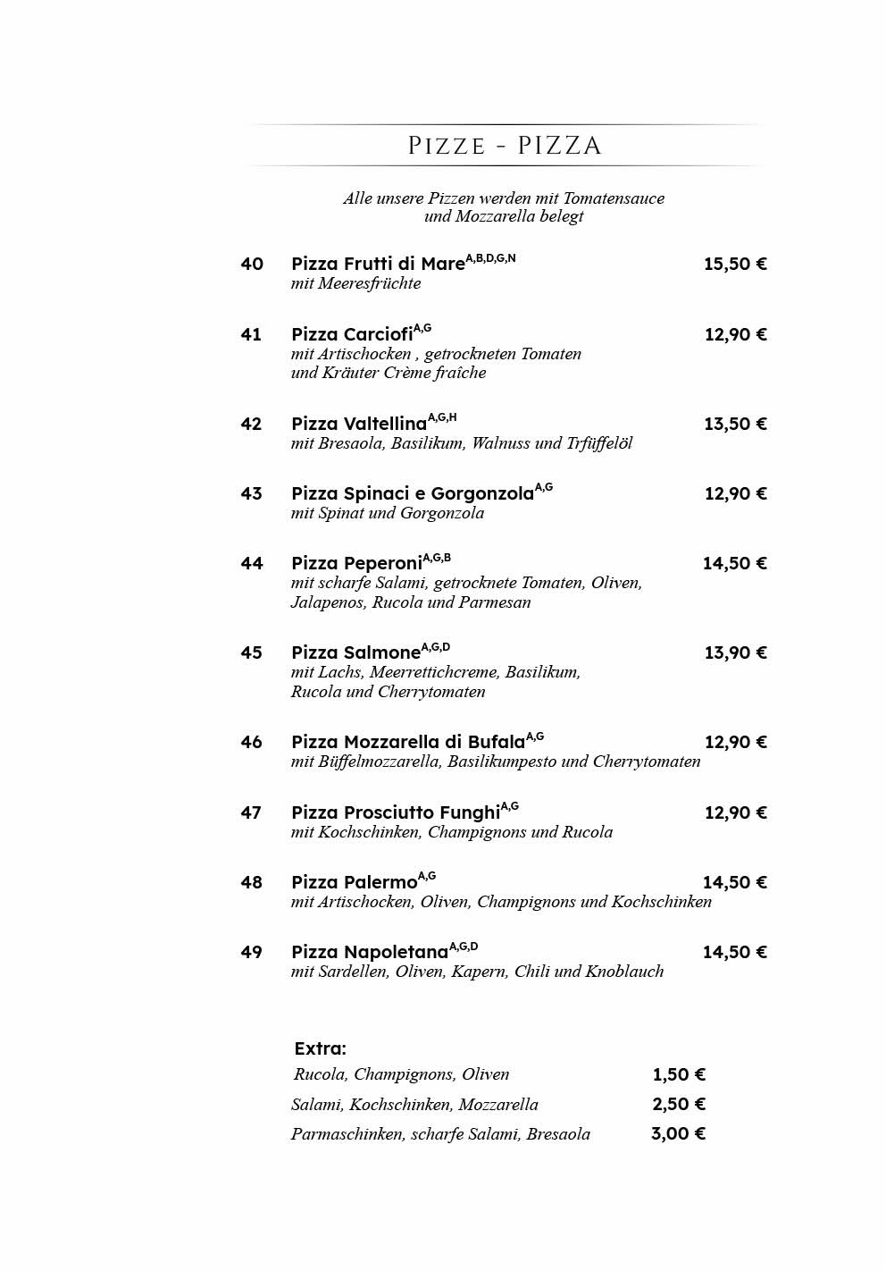 Bellissima Ristorante Berlin - Friedrichshain Speisekarte 5