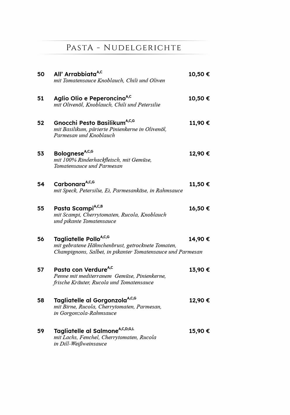 Bellissima Ristorante Berlin - Friedrichshain Speisekarte 6