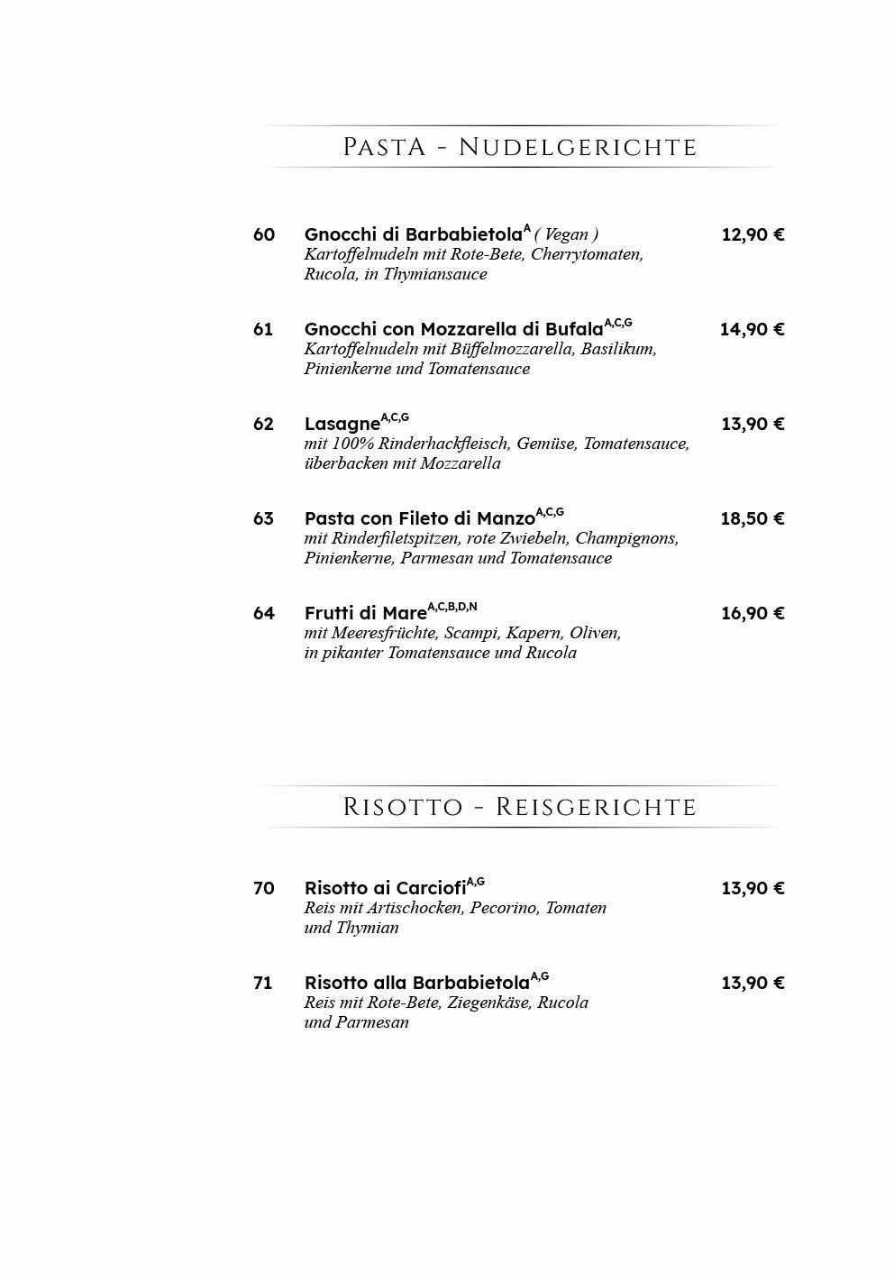 Bellissima Ristorante Berlin - Friedrichshain Speisekarte 7