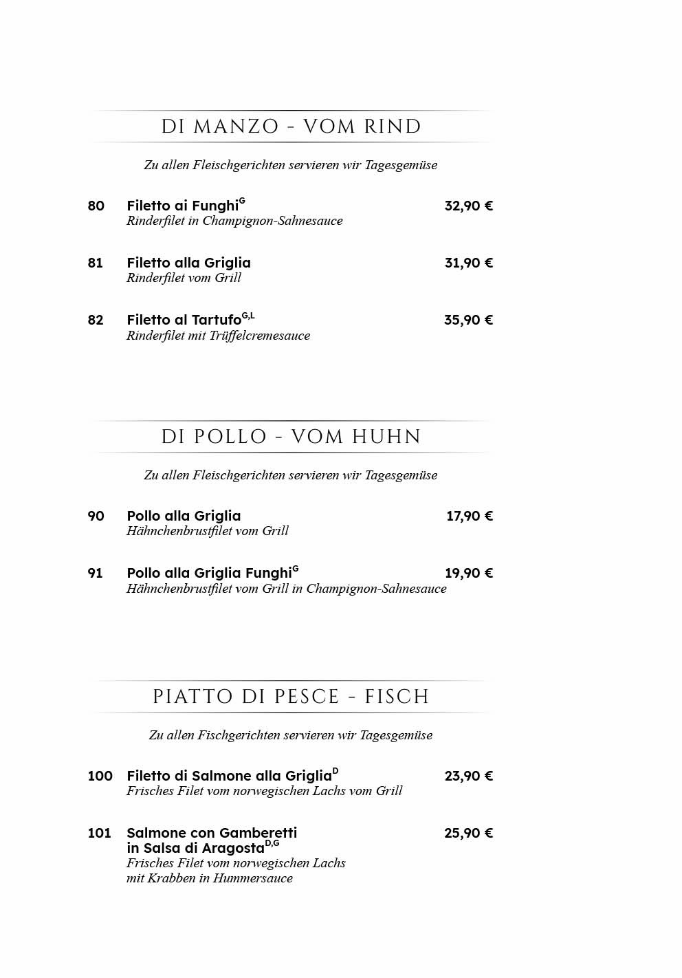 Bellissima Ristorante Berlin - Friedrichshain Speisekarte 8